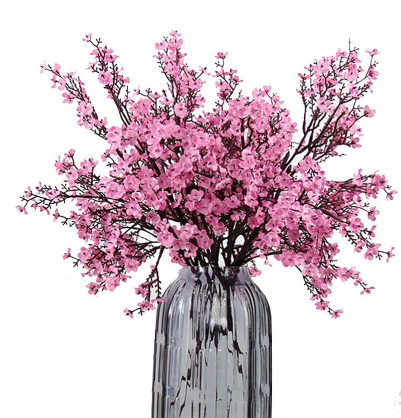 JAKY Global JAKY-Global Babys Breath Fabric Cloth Artificial Flowers 6 Bundle European Fake Silk Plants Decor Wedding Party Decoration Bouquets Real Touch DIY Home Garden(Pink) - Image 1